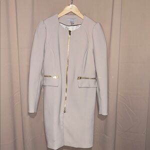 H&M Women's Cream Blazer with Gold Zipper